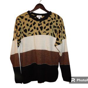 Myra Bag Winter Sweater Size XL Snow Ski Leopard Print